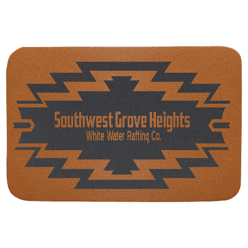 [lpth101] 3" x 2" Rectangle Caramel Genuine Leather Patch with Adhesive