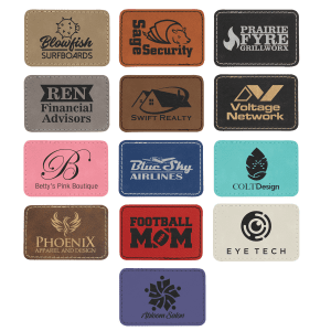 3 1/2" x 2 1/2" Rectangle Basketball Laserable Leatherette Patch with Adhesive