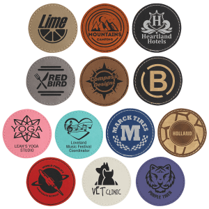 2 1/2" Round Laserable Leatherette Patch with Adhesive